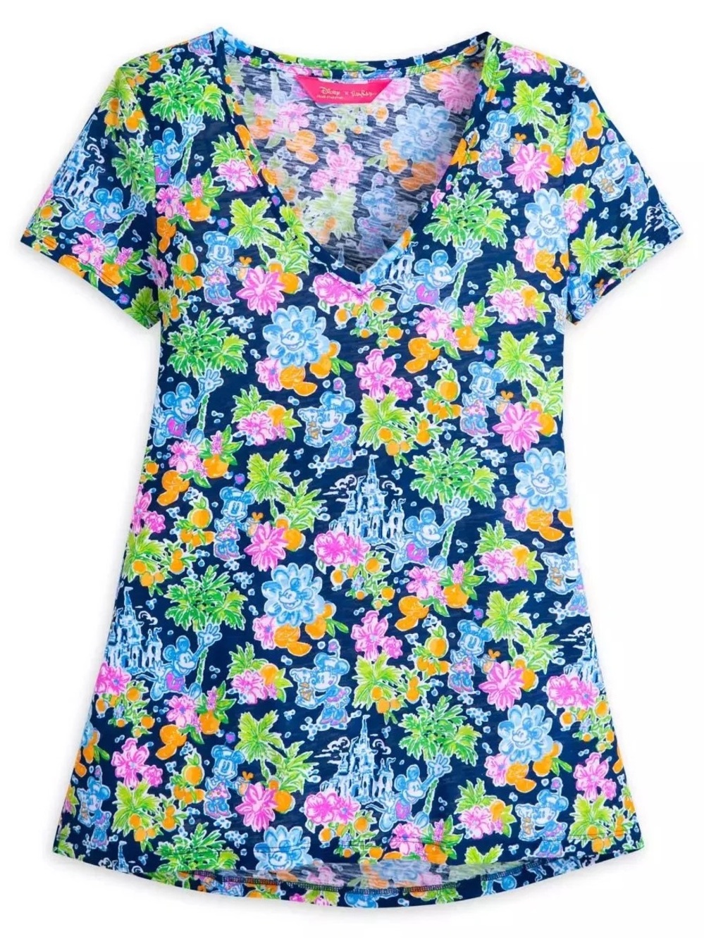 Lilly Pulitzer Etta V‑Neck Tee with Bright Disney Print